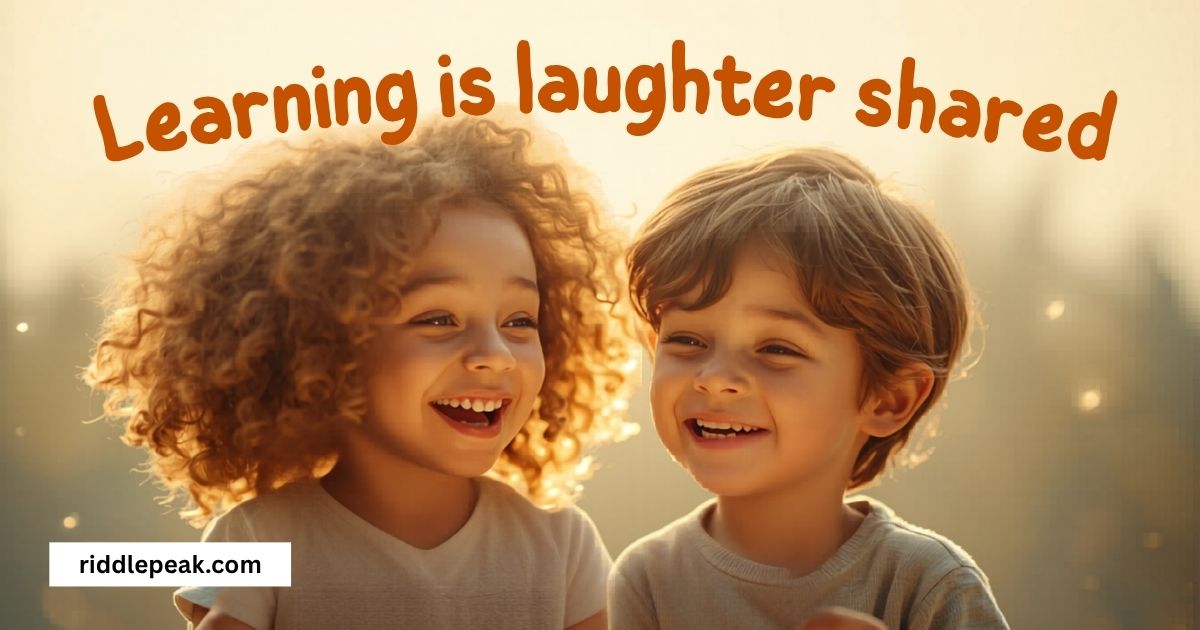 knock-knock library riddles for kids — two children laughing over a funny book